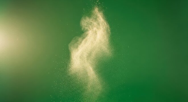 Sand swirls upward in a mesmerizing dance against green