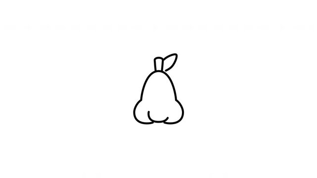 Minimalist outline animation of fresh crunchy rose apple wax jambu fruit icon drawing on and fading out. Features a clean pop up style in 3 color setups.