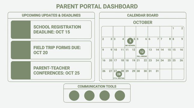 Parent Portal Dashboard for Back-To-School Updates and Calendar