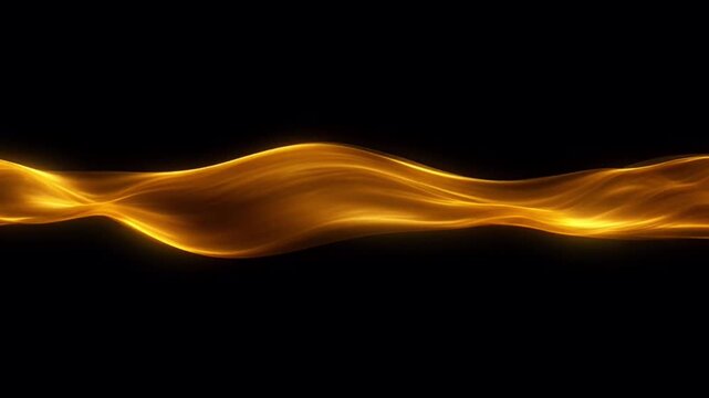 Realistic Luxury abstract golden wave on black background  flowing metallic light curves.