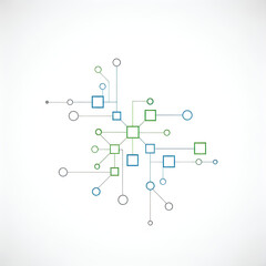 Obraz premium Network diagram, blue green connections, infographic elements, data visualization icons, business workflow