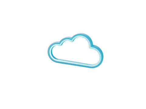 Blue 3d cloud icon representing data storage, isolated on transparent background