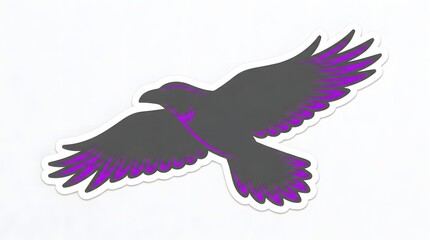 Naklejka premium Abstract silhouette of a flying bird with purple accents