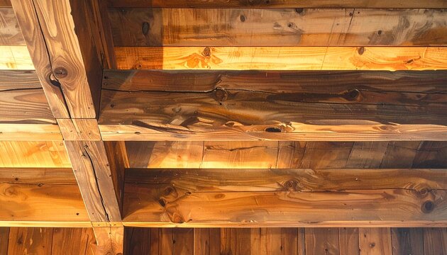 Golden hour sunlight streaming through rustic wooden barn windows.