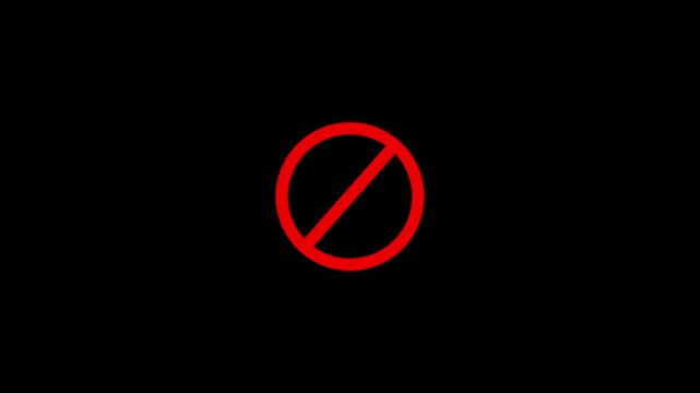 International prohibition mark. Ban forbidden sign. Traffic pictogram of Crossed out red circle. Warning, stop or no entry forbidden red circle and line symbol icon, 4k quality animation video..