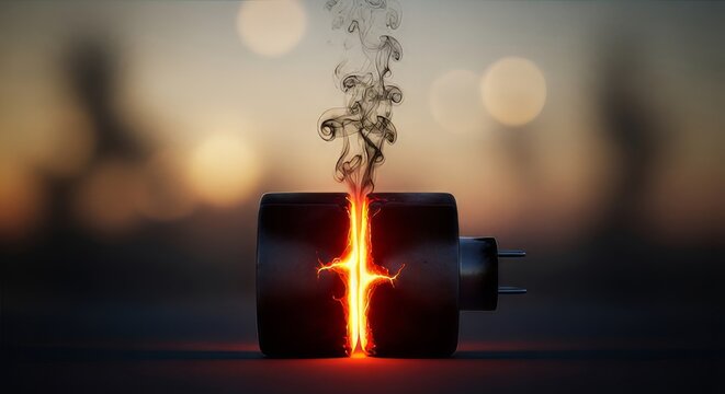 Electricity surge in a plug.