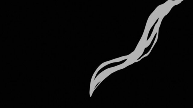Realistic 2D white cigarette smoke animation, white smoke or candle smoke animation on black background, 4k