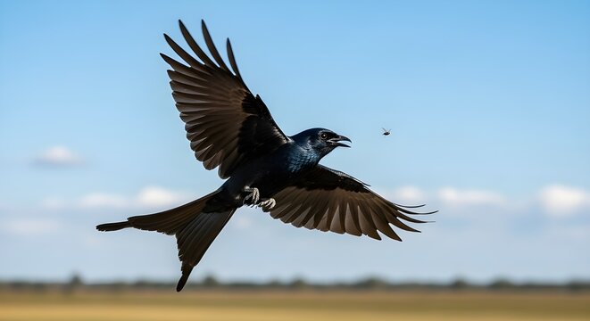 Black Drongo Open Field Aerial Insect Catch