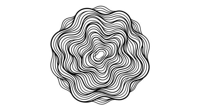 Abstract Black and White Wavy Lines Pattern, Optical Illusion, Concentric Circles