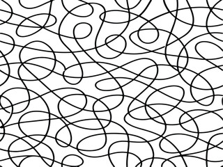 Obraz premium Web Abstract Seamless Contour Scribble Pattern Vector – Minimal Freehand Looping Ink Lines Black and White Artistic Texture Background