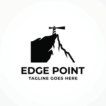 lighthouse atop steep cliff for edge point maritime navigation safety coastal guidance logo design