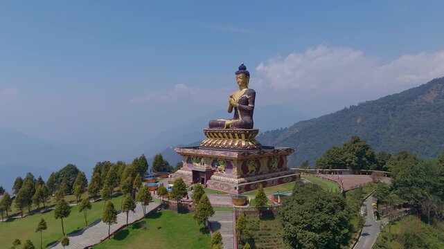 Rabong or Ravangla is a small town with an elevation of 8000 feet located, near Namchi City in the Namchi district of the Indian state of Sikkim. Namchi, Pelling and Gangtok. 4k Drone view.	