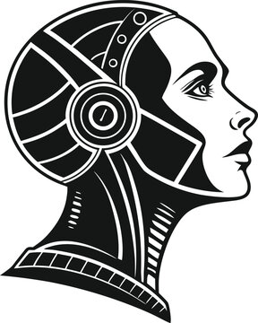 bold black and white vector icon of robot head  so