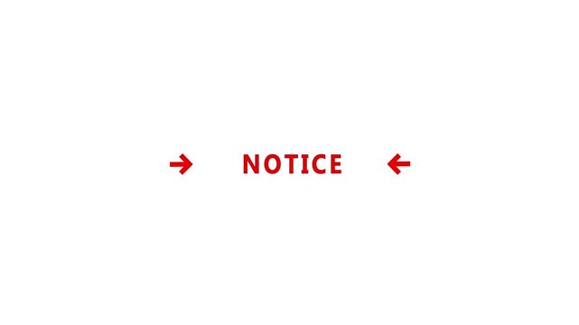 Red Notice Text Animation with Directional Arrows and Clean Minimal Layout on White Background 4k visuals