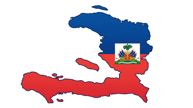 Detailed map of Haiti with national flag colors isolated on transparent background, perfect for educational projects, travel guides, and professional graphic design.