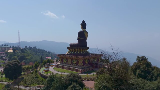 Rabong or Ravangla is a small town with an elevation of 8000 feet located, near Namchi City in the Namchi district of the Indian state of Sikkim. Namchi, Pelling and Gangtok. 4k Drone view.