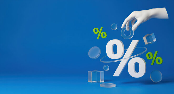Percentage rates and changing values create a versatile copy space background for discounts, interest, taxes, surveys, statistics, price changes, completion levels and comparative results