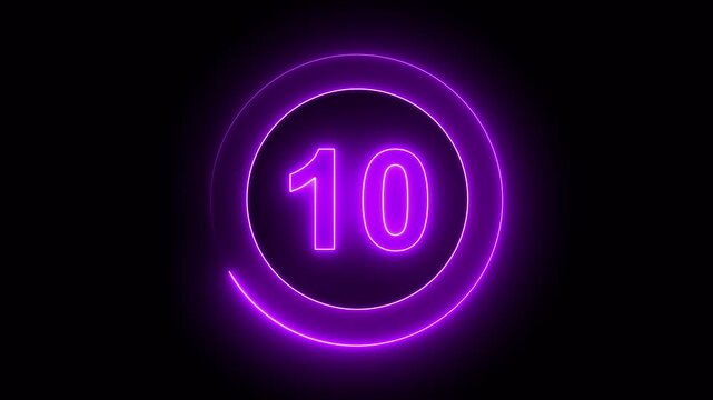 15-0 counting down seconds neon number 15 seconds countdown timer animation Countdown timer from 15 to 0 seconds real time.