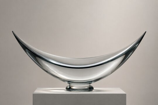 Minimalist curved glass sculpture mimicking a liquid curve.