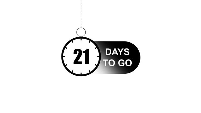 21 days to go&rdquo;, countdown animation, motion graphics, running numbers.with video concept.