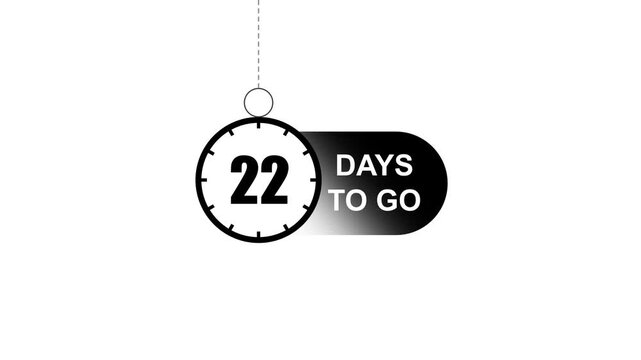 22 days to go&rdquo;, countdown animation, motion graphics, running numbers.with video concept.