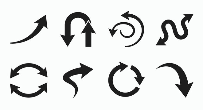 Black Arrow Shapes Collection Vector Illustration On White Background