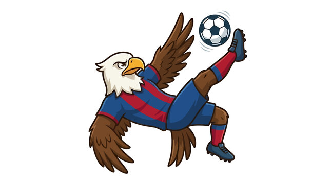 Eagle playing soccer with ball 1.