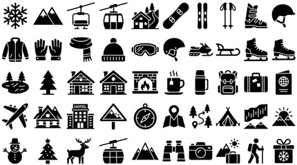 Set of winter sports and mountain resort vector icons. © paman