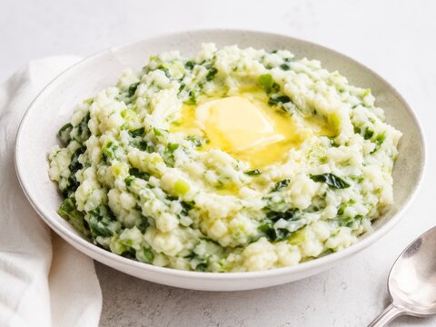 Receta de pur&eacute; de patatas con verduras y mantequilla