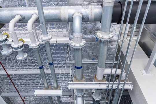 Industrial plumbing system with valves and flow meter