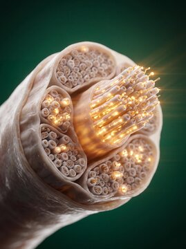 Glowing optical fiber cable cross section