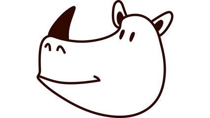 Simple rhino head outline drawing for children coloring book isolated on transparent background vector illustration © mrzn