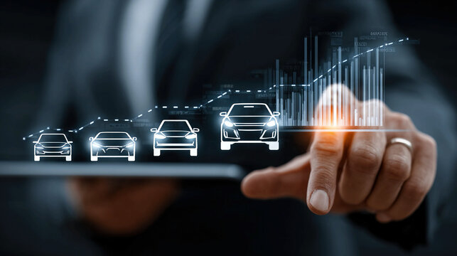 Businessman using digital leasing platform for car and property rentals managing online finance contracts asset leasing and modern investment services for convenience and growth