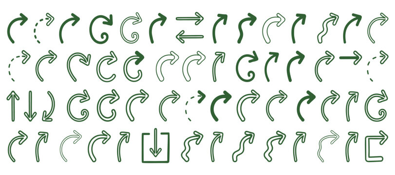 Collection Of Green Arrow Pictograms And Directional Symbols arrows