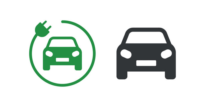 Electric vehicle and automobile pictogram flat two tone illustration car