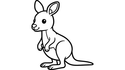Adorable baby kangaroo outline icon for coloring book, cute australian animal drawing isolated on transparent background © mrzn