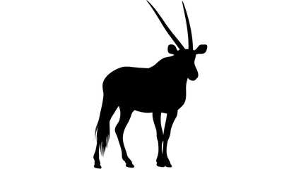 Elegant oryx antelope silhouette illustration isolated on transparent background for graphic design and wildlife art © mrzn