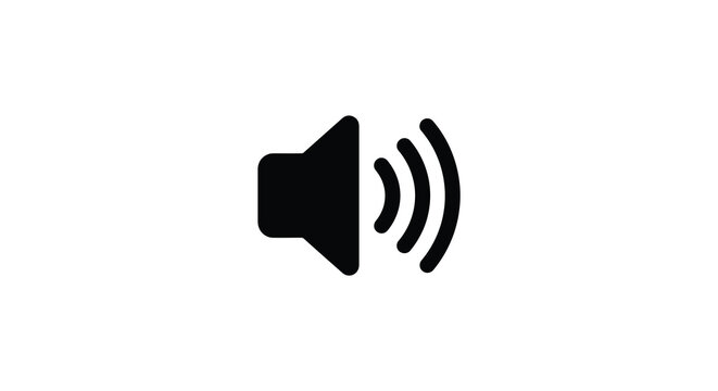 Black speaker silhouette with sound waves against a white background a simple graphic representation silhouette audio volume icon