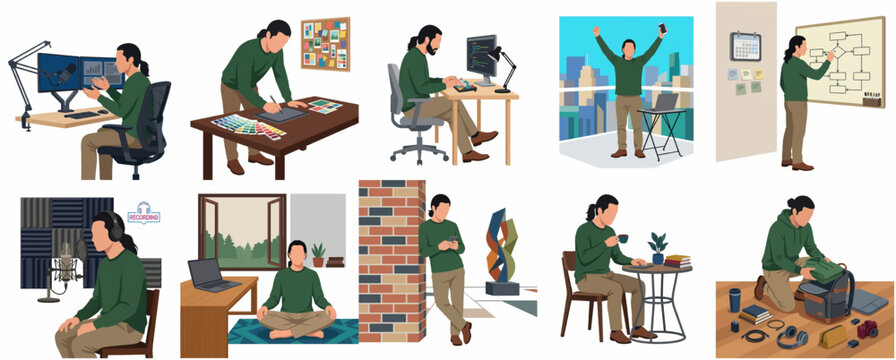 Diverse Artistic And Creative Professional Daily Work And Lifestyle Activities Collection