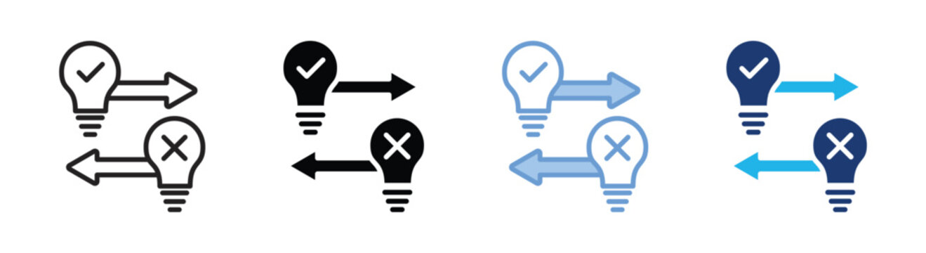 Innovation stagnation icon set multiple style collection