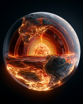 Transparent Earth Showing Inner Core Mantle And Tectonic Plates