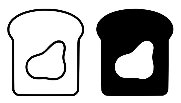 Minimalist toast icon in outline and silhouette design
