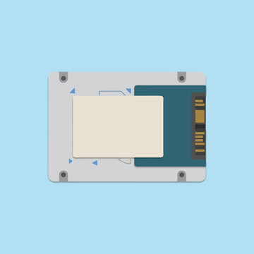 A flat vector illustration of a solid state drive component