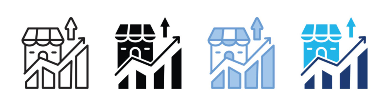 Market shift icon set multiple style collection