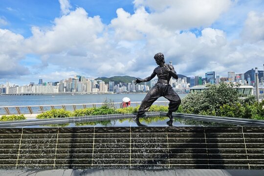 Hong Kong, China - July 01, 2026: Bruce Lee Statue at Avenue of Stars in Tsim Sha Tsui, Hong Kong.