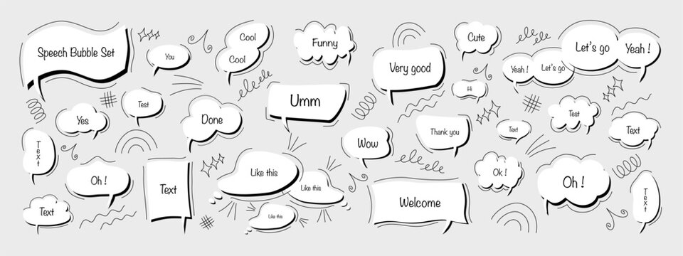 speech bubble text box set. Message shape speech bubble vector illustration. For chat, message, banner, template, sticker, logo, marketing,comic, cartoon,web, online,ad