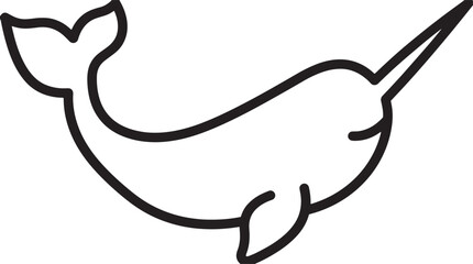 Minimalist narwhal vector illustration, a sleek marine mammal icon, perfect for ocean-themed designs, educational materials, and children's projects. © Khalid