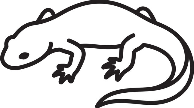 Minimalist lizard vector illustration, simple salamander line art, black and white reptile graphic, amphibian animal icon for nature and wildlife designs