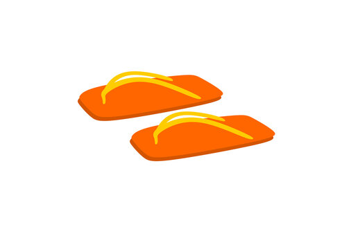 Orange flip flops sandals vector illustration isolated on transparent background.