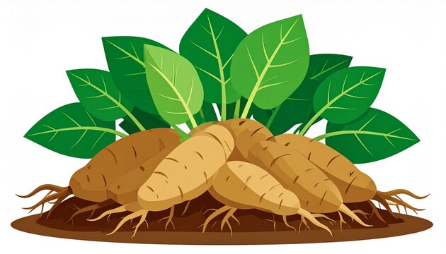 Fresh ginger root with green leaves on rustic surface.